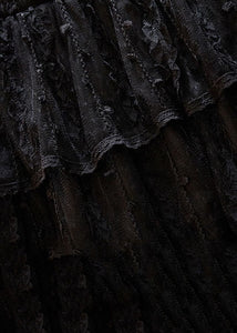 Style Black Ruffled Hollow Out Patchwork Tulle Skirts Summer