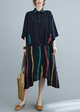 Load image into Gallery viewer, Style Black Striped Patchwork Maxi Shirts Dresses Summer