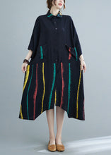 Load image into Gallery viewer, Style Black Striped Patchwork Maxi Shirts Dresses Summer