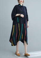 Load image into Gallery viewer, Style Black Striped Patchwork Maxi Shirts Dresses Summer