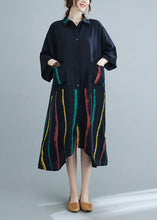 Load image into Gallery viewer, Style Black Striped Patchwork Maxi Shirts Dresses Summer