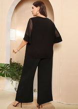 Load image into Gallery viewer, Style Black Tulle Patchwork Tops And Wide Leg Pants Cotton Two Pieces Set Summer