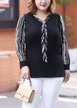 Load image into Gallery viewer, Style Black V Neck Striped Patchwork Shirt Fall