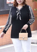 Load image into Gallery viewer, Style Black V Neck Striped Patchwork Shirt Fall