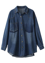 Load image into Gallery viewer, Style Blue Oversized Embroideried Pocket Denim Jackets Spring