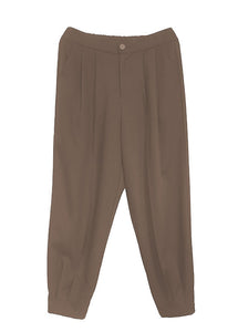 Style Brown High Waist Slim Fit Spandex Beam Pants Fall