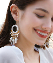 Load image into Gallery viewer, Style Coffee Cotton Thread Shell Holidays Drop Earrings