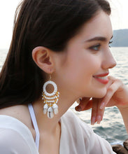 Load image into Gallery viewer, Style Coffee Cotton Thread Shell Holidays Drop Earrings