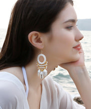 Load image into Gallery viewer, Style Coffee Cotton Thread Shell Holidays Drop Earrings