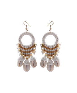 Style Coffee Cotton Thread Shell Holidays Drop Earrings