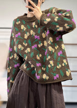 Load image into Gallery viewer, Style Chocolate O-Neck Oversized Thick Jacquard Knit Sweaters Winter