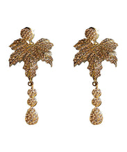 Load image into Gallery viewer, Style Gold Sterling Silver Zircon Maple Leaf Drop Earrings