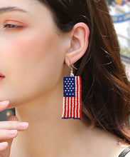 Load image into Gallery viewer, Style Hand Knitting Rice Ball Flag Of The United States Tassel Drop Earrings