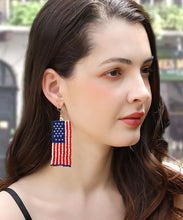 Load image into Gallery viewer, Style Hand Knitting Rice Ball Flag Of The United States Tassel Drop Earrings