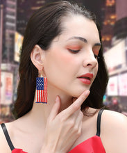 Load image into Gallery viewer, Style Hand Knitting Rice Ball Flag Of The United States Tassel Drop Earrings