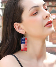 Load image into Gallery viewer, Style Hand Knitting Rice Ball Flag Of The United States Tassel Drop Earrings