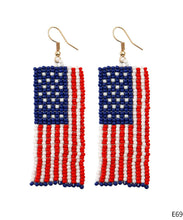 Load image into Gallery viewer, Style Hand Knitting Rice Ball Flag Of The United States Tassel Drop Earrings