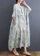 Load image into Gallery viewer, Style Light Blue Oversized Print Exra Large Hem Cotton A Line Dress Summer