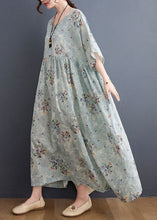 Load image into Gallery viewer, Style Light Blue Oversized Print Exra Large Hem Cotton A Line Dress Summer