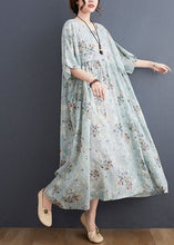 Load image into Gallery viewer, Style Light Blue Oversized Print Exra Large Hem Cotton A Line Dress Summer