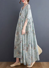 Load image into Gallery viewer, Style Light Blue Oversized Print Exra Large Hem Cotton A Line Dress Summer