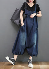 Load image into Gallery viewer, Style Navy Pockets Patchwork Denim Lantern Jumpsuit Summer