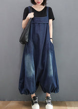 Load image into Gallery viewer, Style Navy Pockets Patchwork Denim Lantern Jumpsuit Summer