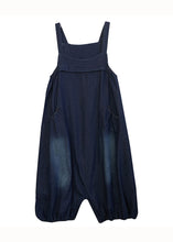 Load image into Gallery viewer, Style Navy Pockets Patchwork Denim Lantern Jumpsuit Summer