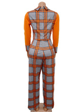 Load image into Gallery viewer, Style Peter Pan Collar Plaid Patchwork Straight Jumpsuit Fall