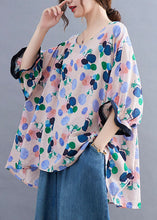 Load image into Gallery viewer, Style Pink O-Neck Print asymmetrical design Ruffled Fall Half Sleeve Top