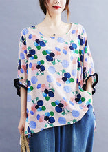 Load image into Gallery viewer, Style Pink O-Neck Print asymmetrical design Ruffled Fall Half Sleeve Top