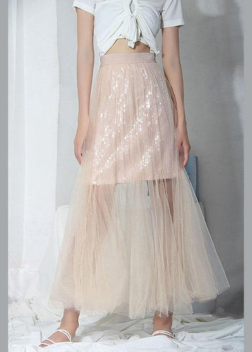 Style Pink Tulle Sequins A Line Skirts