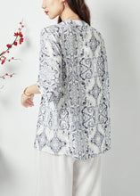 Load image into Gallery viewer, Style White V Neck Oversized Print Chiffon Shirts Summer