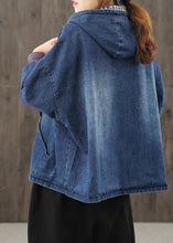 Load image into Gallery viewer, Style hooded pockets clothes For Women Photography denim blue blouses