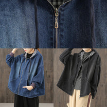 Load image into Gallery viewer, Style hooded pockets clothes For Women Photography denim blue blouses