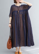 Load image into Gallery viewer, Style o neck Extra large hem cotton summer pattern Work blue striped loose Dress