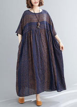 Load image into Gallery viewer, Style o neck Extra large hem cotton summer pattern Work blue striped loose Dress