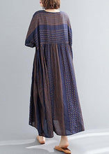 Load image into Gallery viewer, Style o neck Extra large hem cotton summer pattern Work blue striped loose Dress