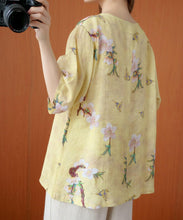 Load image into Gallery viewer, Style yellow print top silhouette o neck half sleeve Dresses blouse