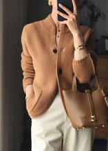 Load image into Gallery viewer, Stylish Beige Stand Collar Slim Fit Button Cashmere Cardigans Spring