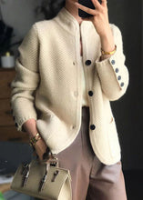 Load image into Gallery viewer, Stylish Beige Stand Collar Slim Fit Button Cashmere Cardigans Spring