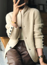 Load image into Gallery viewer, Stylish Beige Stand Collar Slim Fit Button Cashmere Cardigans Spring