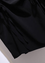 Load image into Gallery viewer, Stylish Black Cinched Elastic Waist Patchwork Cotton Skirt Fall