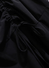 Load image into Gallery viewer, Stylish Black Cinched Elastic Waist Patchwork Cotton Skirt Fall