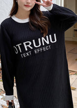 Load image into Gallery viewer, Stylish Black Oversized Patchwork Letter Knit Dresses Fall