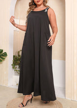 Load image into Gallery viewer, Stylish Black Pockets Patchwork Chiffon Spaghetti Strap Dress Sleeveless