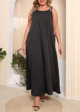 Load image into Gallery viewer, Stylish Black Pockets Patchwork Chiffon Spaghetti Strap Dress Sleeveless