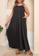 Load image into Gallery viewer, Stylish Black Pockets Patchwork Chiffon Spaghetti Strap Dress Sleeveless