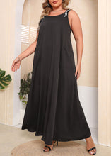 Load image into Gallery viewer, Stylish Black Pockets Patchwork Chiffon Spaghetti Strap Dress Sleeveless