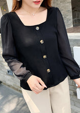 Load image into Gallery viewer, Stylish Black Square Collar Patchwork Knitting Cotton Top Fall